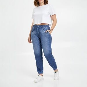 Zyia Active Denim Look Joggers Pull-On Stretch Jeggings Blue Size M